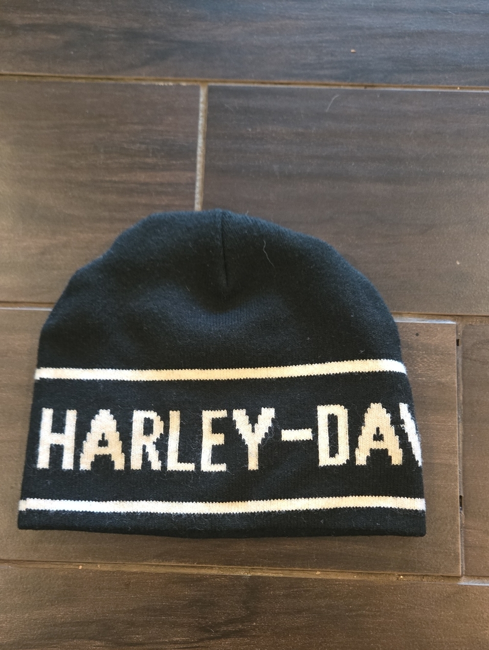 Harley-Davidson Black and White Knit Logo Beanie